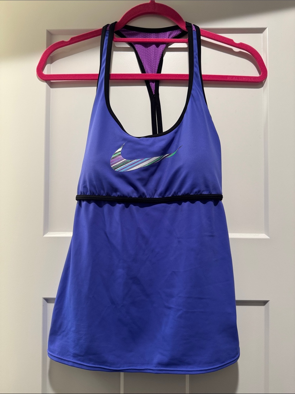 Nike Purple Racerback Tankini Top with Multicolor Swoosh Size M